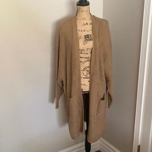 Oversized long tan sweater